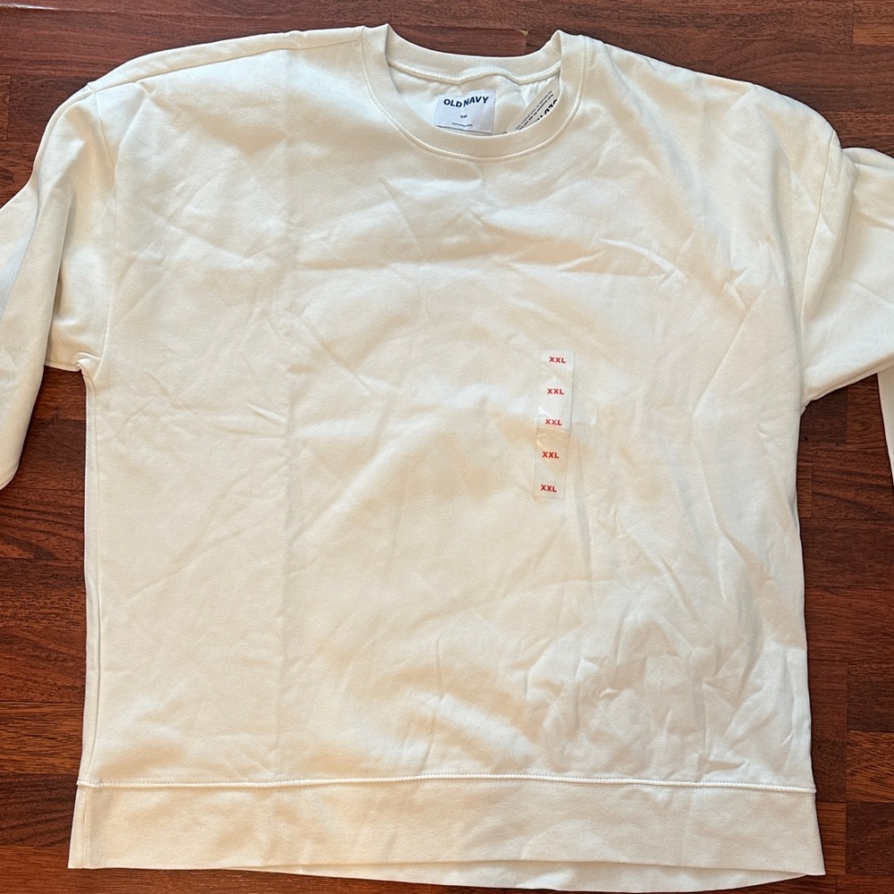 Old Navy Off-White Crewneck Sweatshirt XXL